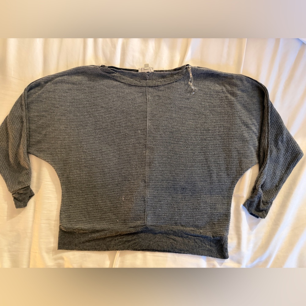 Chenault Charcoal Gray Ribbed Dolman Long Sleeve Top